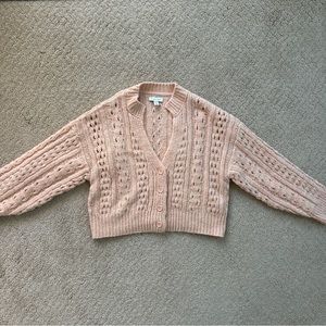 Topshop Women’s Coral Orange Cropped Cable Knit Sweater US Sz 6 / Sz Small